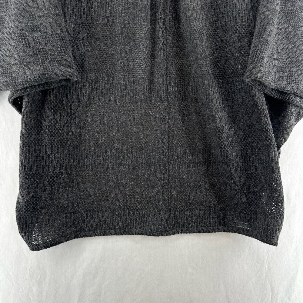 Flying Tomato Kimono Crochet Duster Cardigan Sz S/M Open Front Batwing Boho Gray - Picture 6 of 11